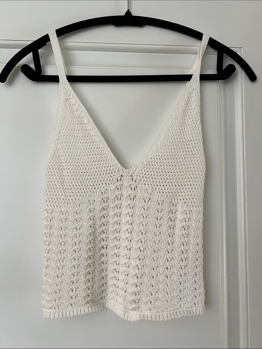 Aritzia White Crochet V-Neck Swim Coverup Tank
